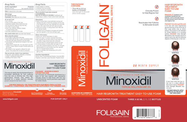 FOLIGAIN Minoxidil 5% Hair Regrowth Foam For Men 6 Month Supply - FOLIGAIN UK