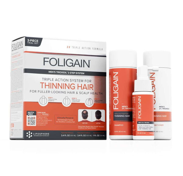 FOLIGAIN Triple Action Hair Care System For Men 3 Piece Trial Set - FOLIGAIN UK