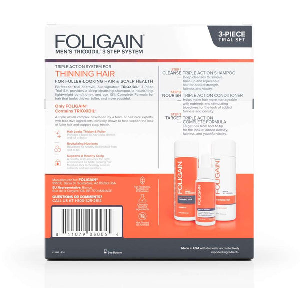 FOLIGAIN Triple Action Hair Care System For Men 3 Piece Trial Set - FOLIGAIN UK