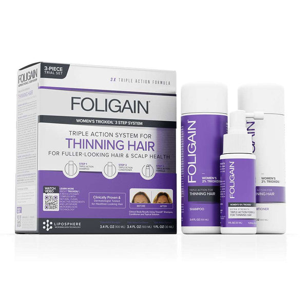 FOLIGAIN Triple Action Hair Care System For Women 3 Piece Trial Set - FOLIGAIN UK