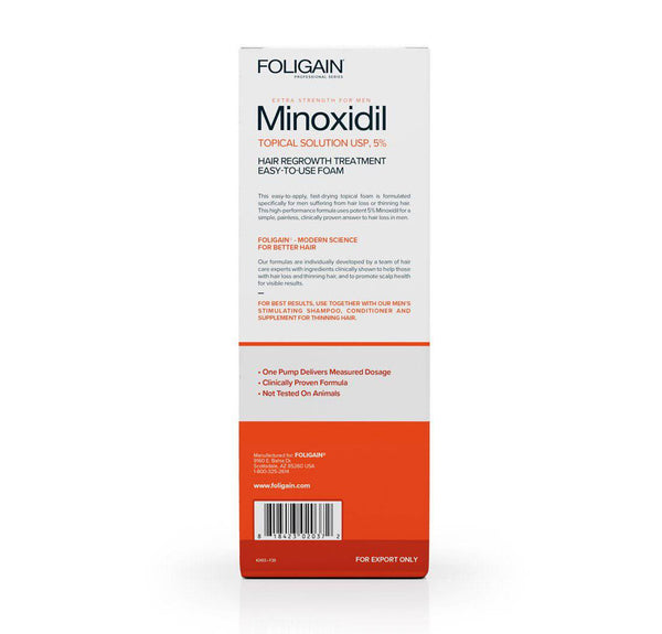 FOLIGAIN Minoxidil 5% Hair Regrowth Foam For Men 6 Month Supply - FOLIGAIN UK