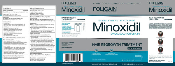 FOLIGAIN Low Alcohol Minoxidil 5% Hair Regrowth Treatment For Men 12 Month Supply - FOLIGAIN UK