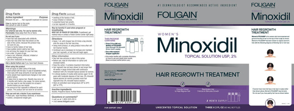 FOLIGAIN Minoxidil 2% Hair Regrowth Treatment For Women 12 Month Supply - FOLIGAIN UK